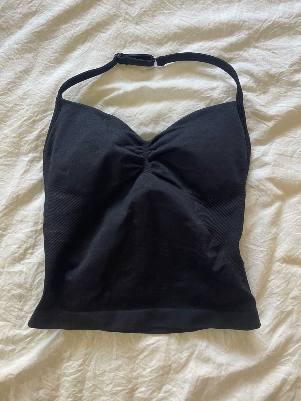 Amazon Black Halter Camisole with Ruched Center